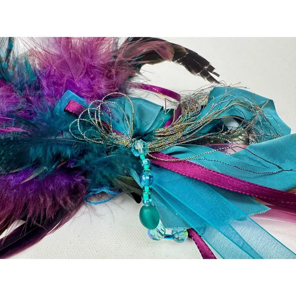 Handmade Feather Wand Ritual Staff Woodland Folk Art Sculpture